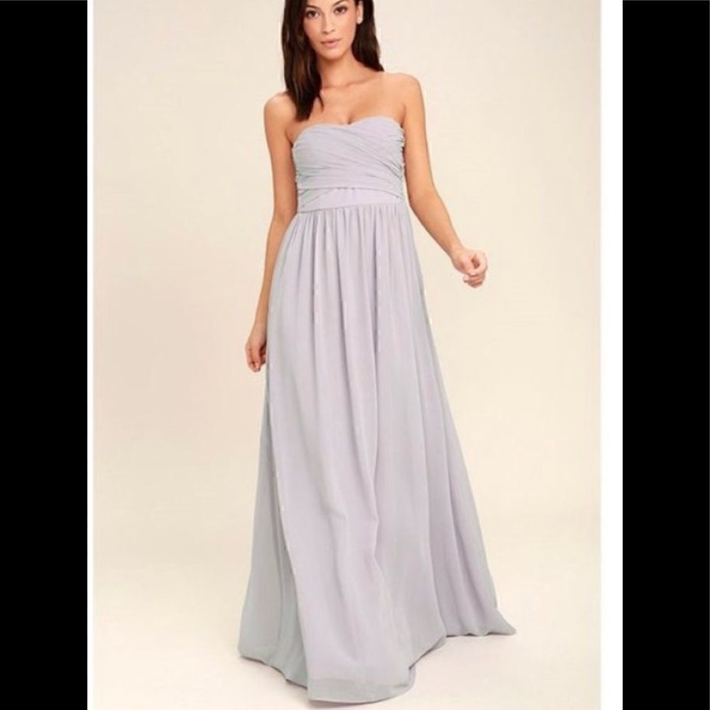 Lulus Moonlight Serenade Brown Strapless Maxi Dress